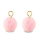 Pompom charm with loop 10mm - Gold-light pink